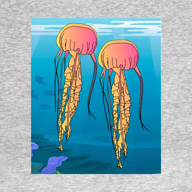 Colorful Luminous Jellyfish Sea Animals by flofin